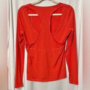 Athleta Fire Red Rally Up Crew Long Sleeve Tee Size Medium